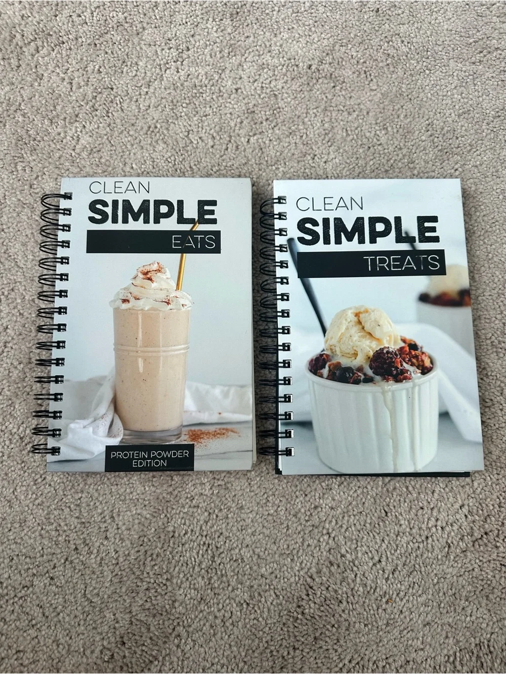 Clean Simple Eats & Treats Spiral Recipe cookbooks set of 2  - White Covers